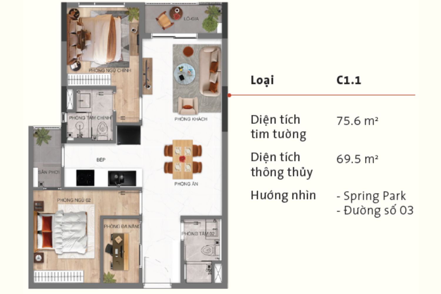 Hình chi tiết 2PN+1 - 1