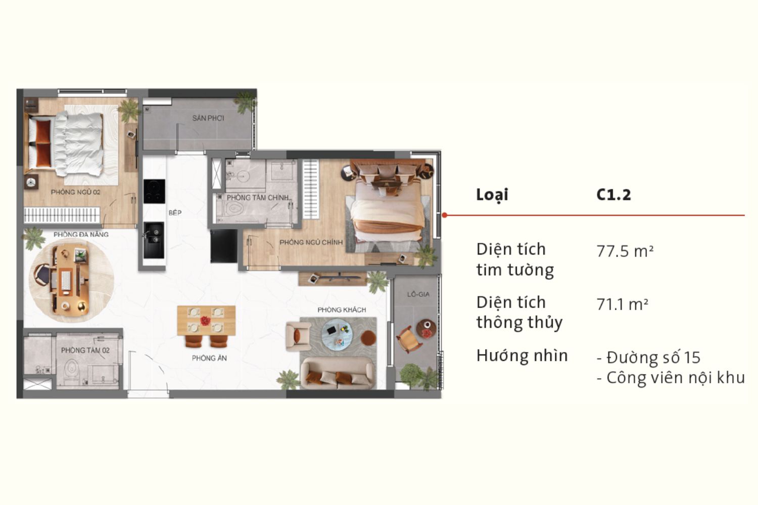 Hình chi tiết 2PN+1 - 3